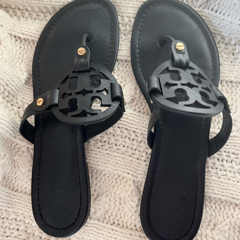 Tory Burch Black Miller Sandals Size 8